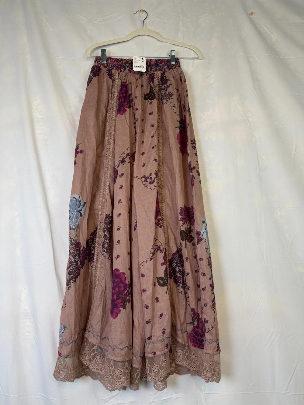Free People Dusty Mauve Floral Wide-Leg Pants - Picture 1 of 7